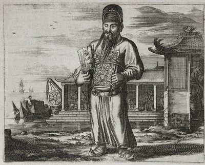 Hochrangiger Beamter bei der Steuererhebung, Illustration aus einer Beschreibung der Gesandtschaften nach China, 1690 von English School